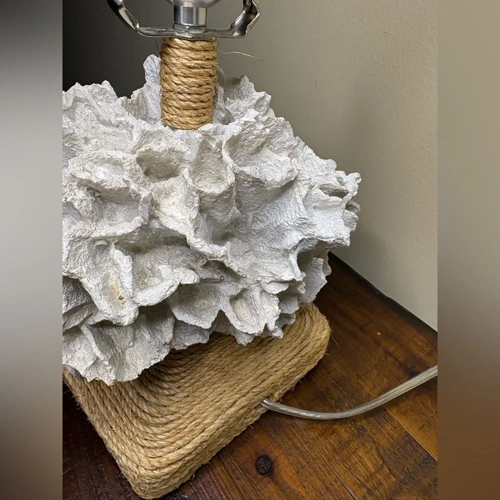 Two’s Company Faux  Coral Table Lamp- White - Picture 7 of 9